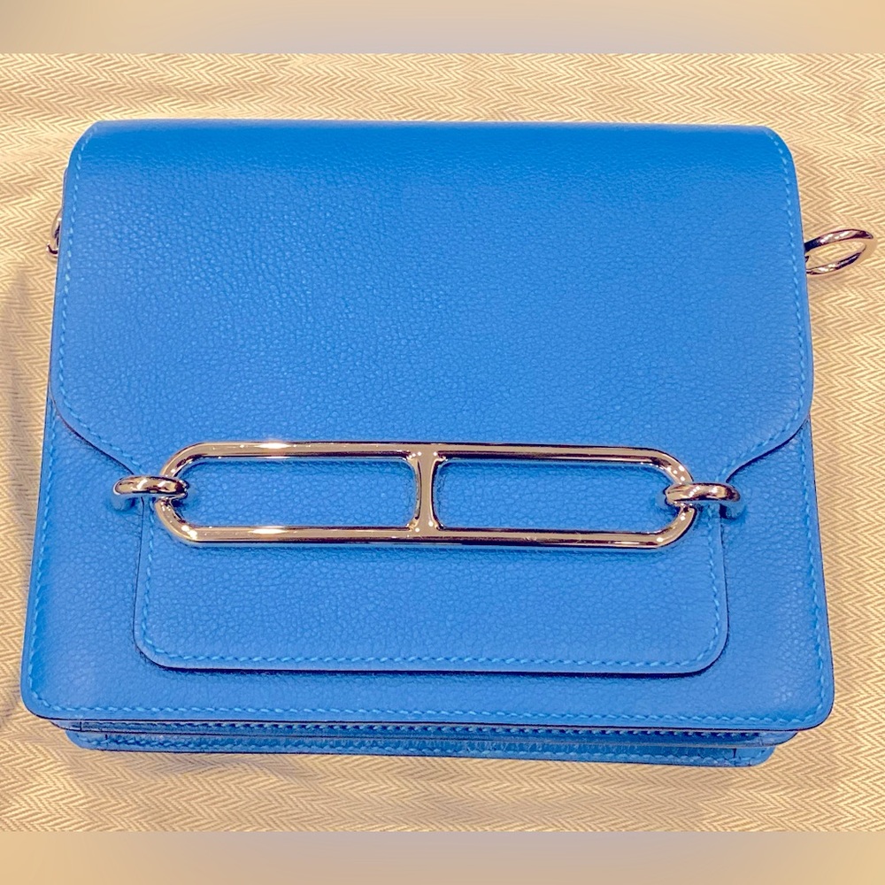 Authentic Hermes Roulis mini bag - hydra blue